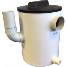 Plaster Trap (Settling Tank) 12 Litre PVC - Round with Sealed Lid and Internal Grit Basket - Australian Made